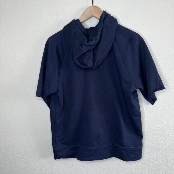 G-Star Raw Mens Tendric Stor Hooded 1/2-Sleeve Navy Blue Sweatshirt Small - Picture 5 of 11